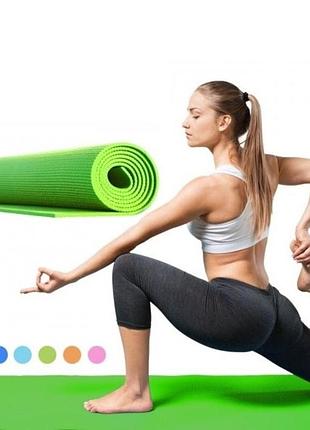 Коврик для йоги и фитнеса 173х61х0,5 см, салатовый