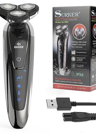 Мужская электробритва беспроводная, от usb, surker sk-3007