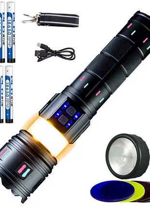 Аккумуляторный фонарь ручной 8x18650, от usb, power bank, zoom, ak178
