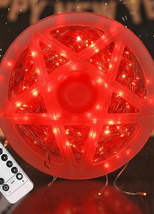 Гірлянда роса мішура від usb, 100м, 2000led+пульт, червоний