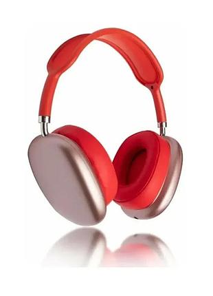 Красные беспроводные полноразмерные bluetooth наушники macaron p9 max