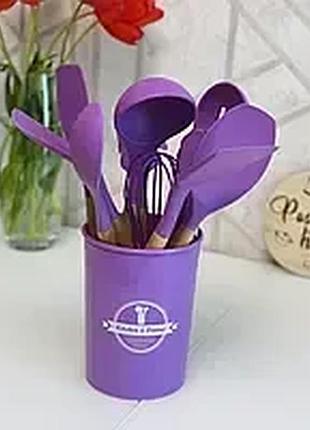 Набор кухонных принадлежностей силиконовый kitchen set rb-2239 фиолетовый (12 предметов)