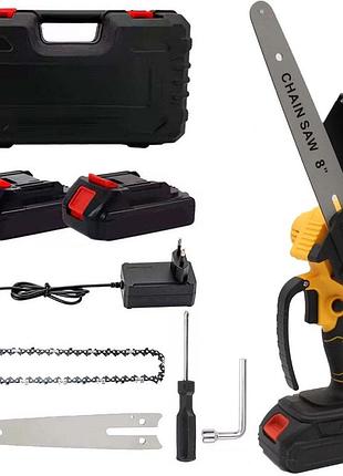 Аккумуляторная пила цепная 8" в кейсе + 2 акб 24v, 5ah, желтый