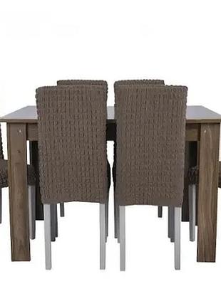 Комплект чохлів на стільці без оборки 6 штук (коричневий)