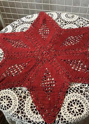 Вязаная салфетка -рождественская заезда. 60 см