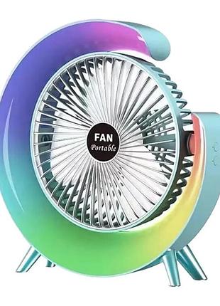 Вентилятор настільний з підсвіткою, від usb / акумуляторний вентилятор