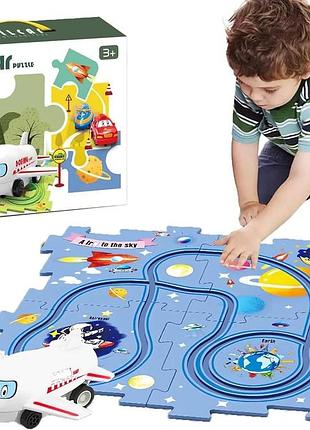 Пазл для дітей "railcar puzzle" з іграшковим літаком (5 деталей)