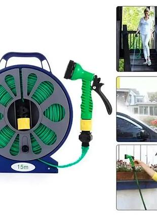 Шланг 15-метровый поливочный с катушкой и распылителем bb-4302 | поливочный набор