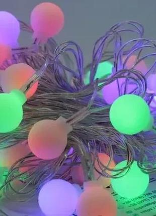 Светодиодная гирлянда белые шарики 40шт 6м 220v микс