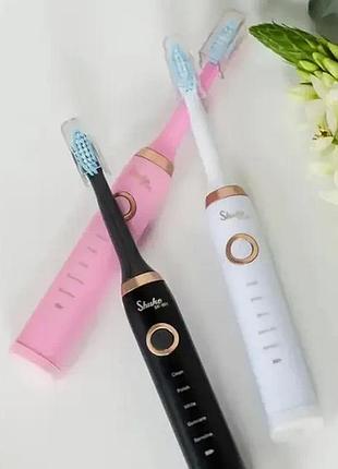Електрична зубна щітка shuke sk-601 акумуляторна ультразвукова щітка для зубів 3 насадки