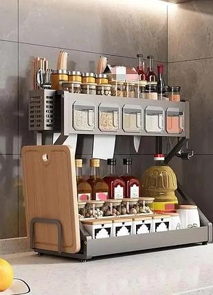 Органайзер для приправ glaceon spice rack, двухъярусная стойка для посуды + спецовница, многофункциональная сушилка посуды и для