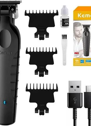 Аккумуляторная машинка для стрижки + 3 насадки, usb, kemei km-2299