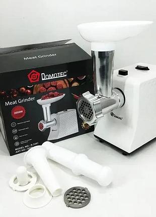 М'ясорубка електрична domotec r3391 2000w, компактна м'ясорубка для дому, м'ясорубка 3 в 1
