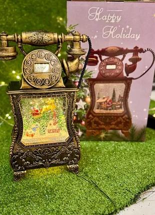 Новогодний фонарь с санта-клаусом в форме старинного телефона 814