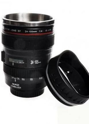 Термо-кружка объектив caniam c крышкой