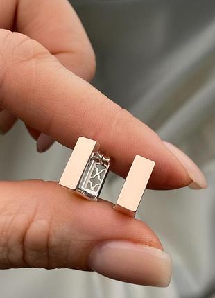 Серебряные серьги с золотыми пластинами