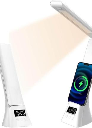 Настільна лампа з годинником та бездротовою зарядкою, usb, tyv-2088
