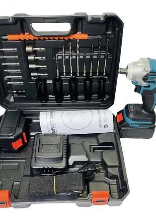 Аккумуляторный бесщеточный гайковерт на 2 аккумулятора с набором инструментов 1135-4