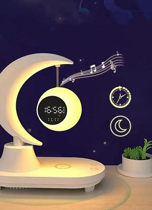 Беспроводная зарядка для телефона/ночник-лампа/динамик-колонка-блютуз (луна) tb-35sliwbt 22shtswkt