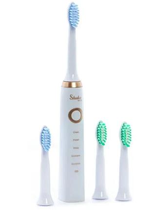 Електрична зубна щітка shuke sk-601 акумуляторна ультразвукова щітка для зубів 3 насадки