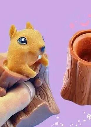 Іграшка антистрес pop it фуфлік - білка, що вистрибує