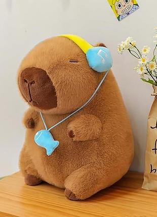 М'яка іграшка капібара в навушниках, 30см