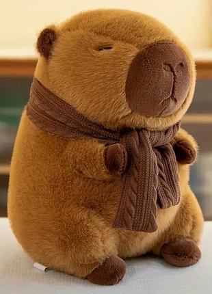 Мягкая игрушка капибара в шарфе, 30см
