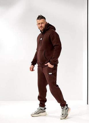 Мужской костюм двойка в трех цветах худи + штаны ткань трехнитка на флисе