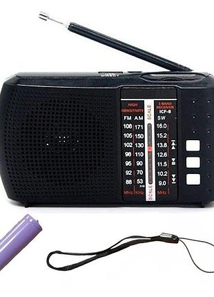 Аккумуляторный радиоприемник, fm/am/sw, usb/tf, 1х18650, golon icf-8bt