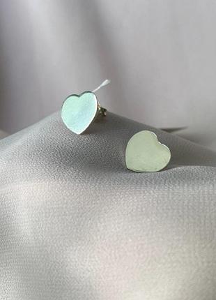 Срібні сережки пуссети серця.