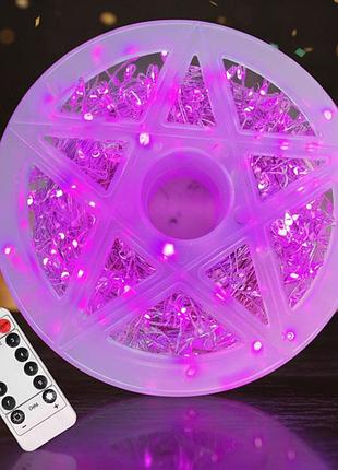 Гірлянда роса мішура від usb, 100м, 2000led+пульт, фіолетовий