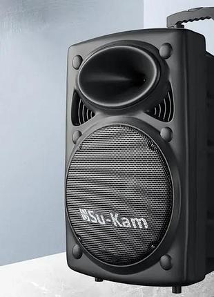 Портативная колонка su-kam bt 150d + 2 микрофона 12v\220v