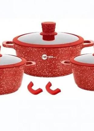 Набор кастрюль с антипригарным покрытием hk-325 8предметов