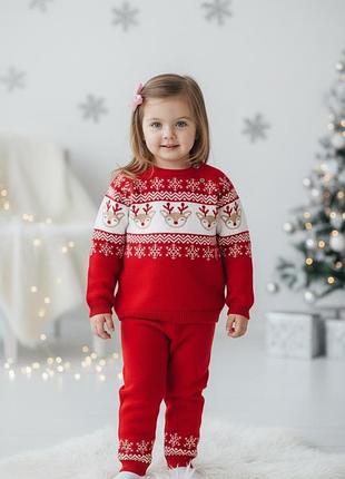 Теплий вʼязаний коттоновий костюм для дівчинки светр+штани pepco 9-12 міс.