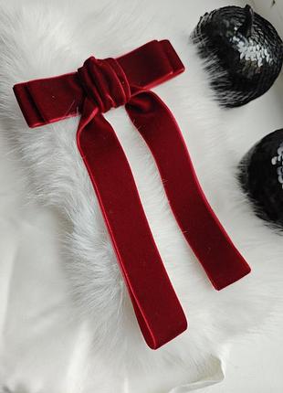 Брошь бант из бархата бордо маршала брош