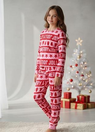 Новорічна бавовняна піжама для дівчинки pepco, 9-10 р.