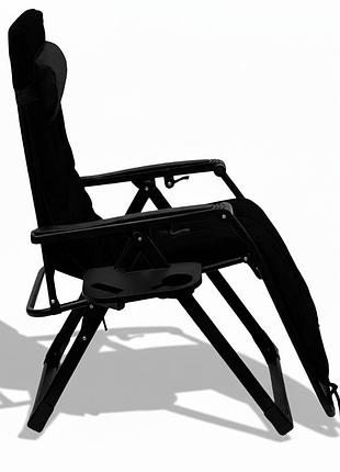 Раскладное кресло шезлонг leobro zero gravity premium plus black velvet (lb-zgc-k3-blk) 2