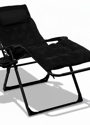Раскладное кресло шезлонг leobro zero gravity premium plus black velvet (lb-zgc-k3-blk) 3