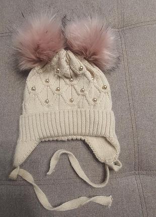 Детская зимняя тёплая шапка