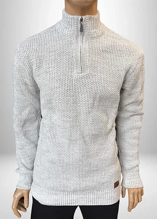 Чоловічий вовняний светр на блискавці vip stendo світло-сірий, sv0107
