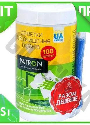 Ve чистящий набор patron для new version экранов салфетки в тубе 100 шт микрофибра 20x20 см для монито n6w_ver