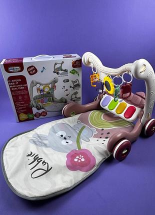 Ходунки з дитячим килимком 368-45 b 3в1, килимок, музична панель, регулювання гучності