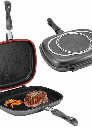 Двойная сковорода гриль 32 см, double grill pan