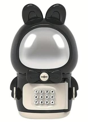 Скарбничка-сейф космонавт space piggy bank, чорний