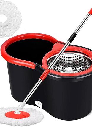 Комплект швабра з відром та автоматичним віджимом 10л, spin mop 360