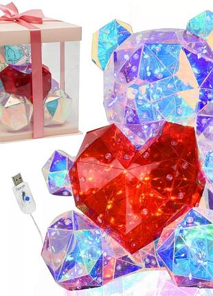 Лампа-ночник светодиодный мишка с сердцем 25см от usb, love bear