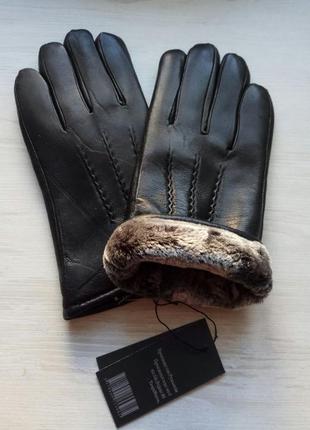 Зимние тёплые мужские кожаные перчатки, производство румыния