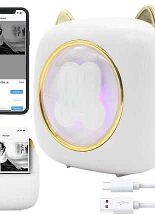 Дитячий термопринтер з rgb підсвічуванням, bluetooth + 1 рулон паперу, з usb