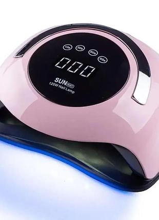 Лампа для маникюра 120вт uv+led, sun bq-5t, розовая