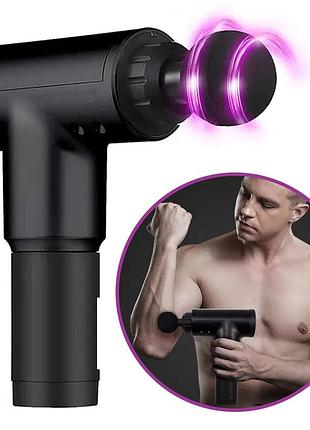 Портативный массажер для тела fascial gun kh-320, с usb, черный / вибромассажер пистолет